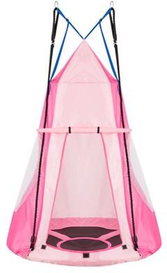 Costway 2-in-1 40 Inch Kids Hanging Chair Detachable Swing Tent Set-Pink