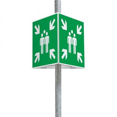 Dreifke® Schild | Dreieckset Rettungszeichen Sammelstelle, Aluminium, 400x400mm, inkl. Befestigung