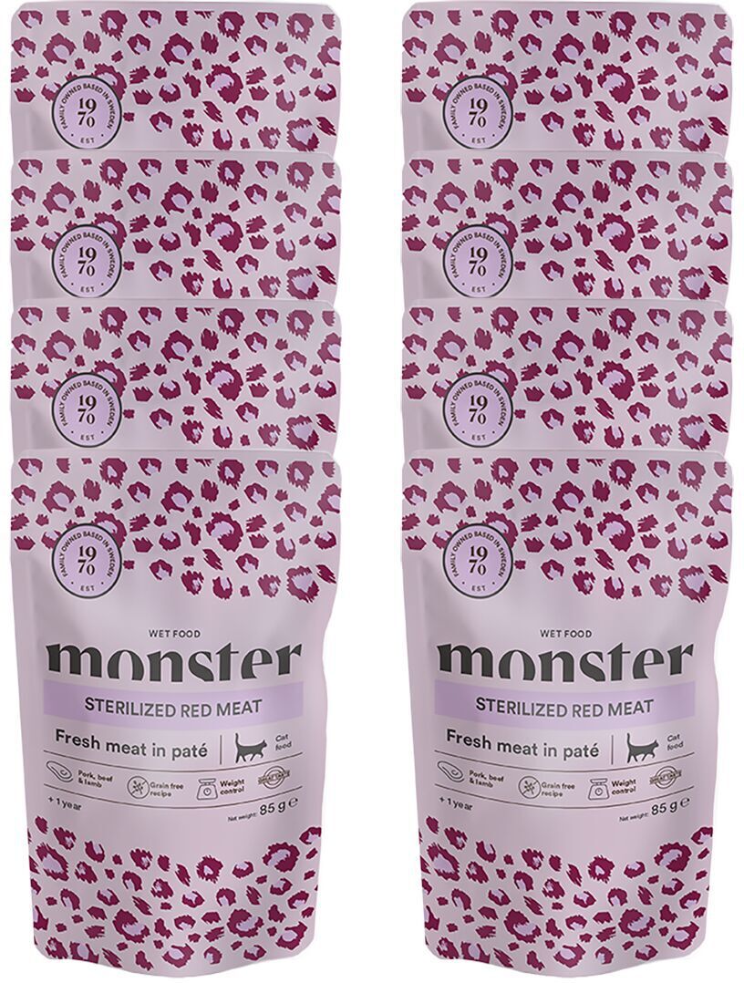 Monster Pet Food Monster Cat Adult Sterilized Red Meat Paté Våtfoder Till Katt 85g