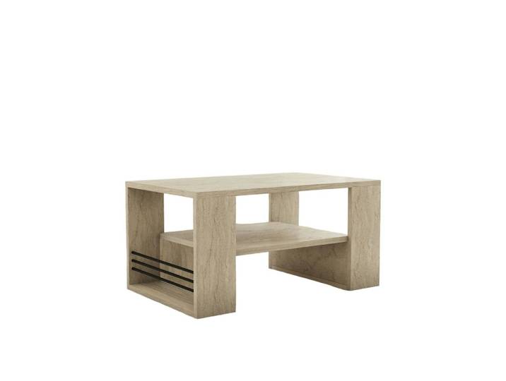 Table basse décor travertin + porte-revues