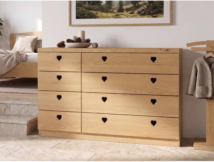 Kommode Eiche Hell „Heidi“ 150 cm Massivholz Eiche Hell