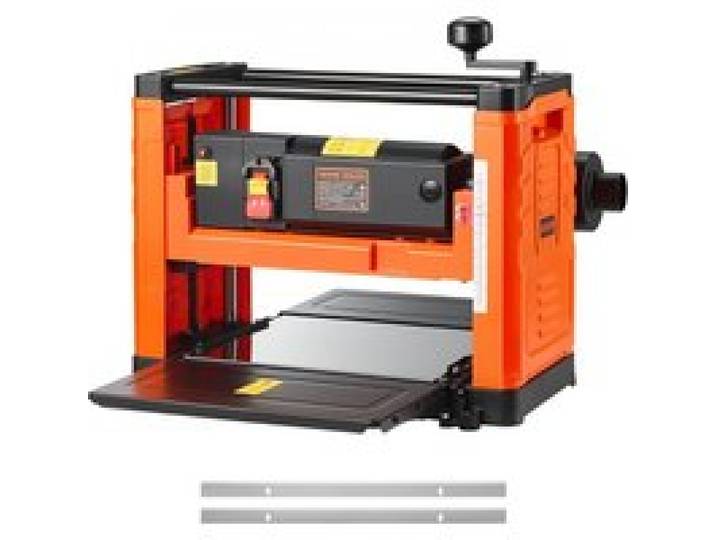 VEVOR Dickenhobel, Zwei-Blatt, 330 mm breiter Arbeitstisch, Hobelmaschine, 1800 W, Hobel, 23500 U/min, Doppelrollen, Überrollschutz, Holzbearbeitung mit Einzelgeschwindigkeit, für Hart- & Weichholz