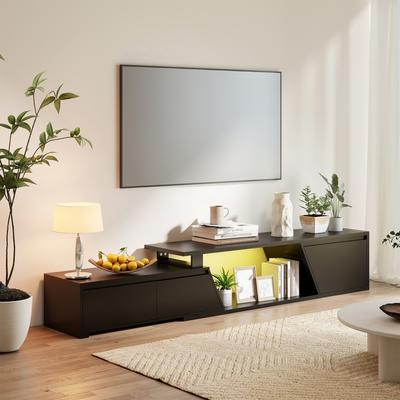 Orange Casual Modern Extendable Rotating TV Stand with LED Lighting