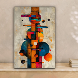 LEINWANDBILD Vintage - Moderne Kunst - Orange - Geometrische Formen Deko Wohnzimmer 20x30 cm