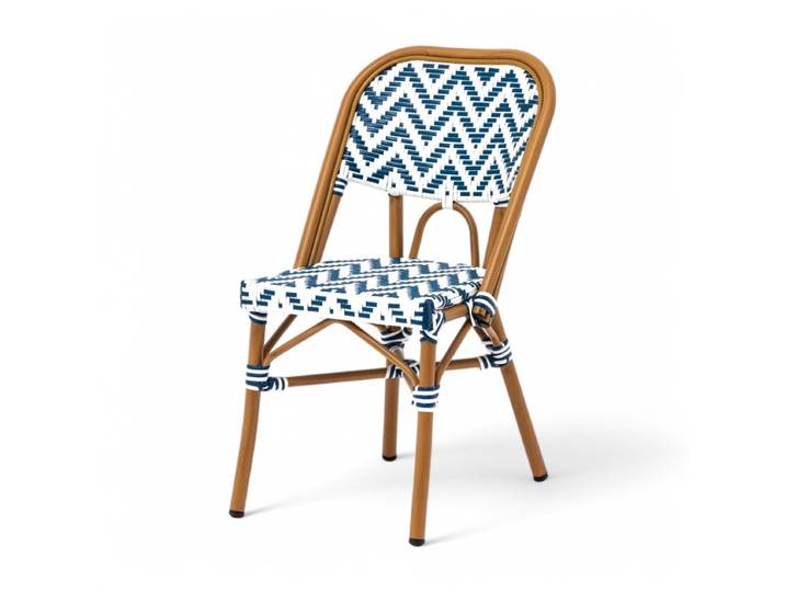 Chaise de terrasse ALMA - Tressage bleu et blanc