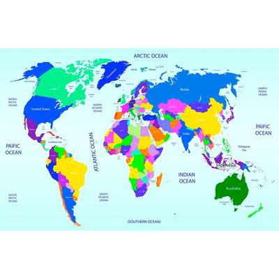 Fototapete PAPERMOON "World map", bunt, B:5m L:2,8m, Vlies, Tapeten