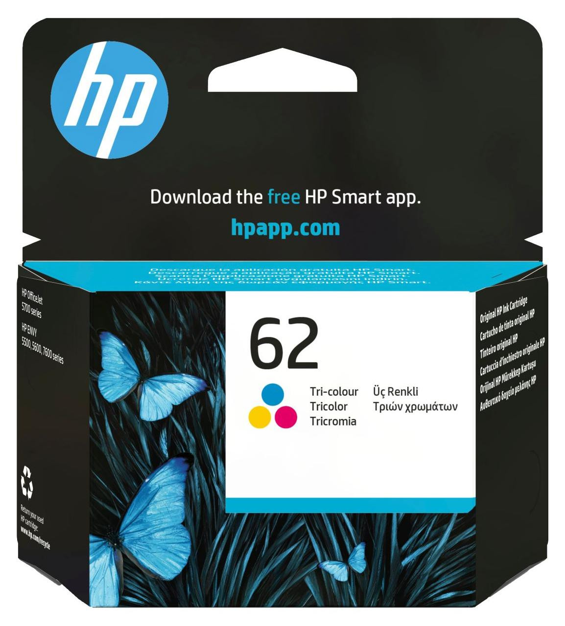 HP 62 Originele Tri-color Inktcartridge Standaard, 4,5 ml, 1 stuk