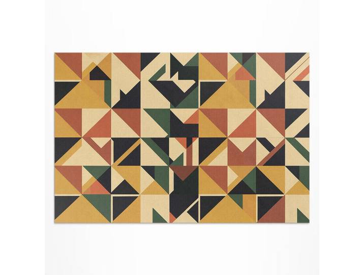Wallfluent Teppich 80x120 cm Bunte Abstrakte Geometrie, Rostfarben, Kunststoff, 80x120 cm, Teppiche und Böden, Teppiche