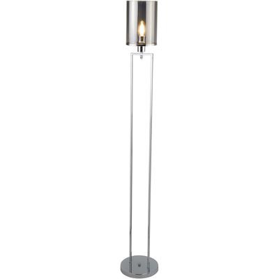 SEARCHLIGHT Stehlampe "Stehlampe Catalina, 1-flammig", silber (chrom und rauchglas), 1, Ø 22cm H: 144cm, 1 Stk., Leuchten, Rauchglas-Optik, Stehlampe