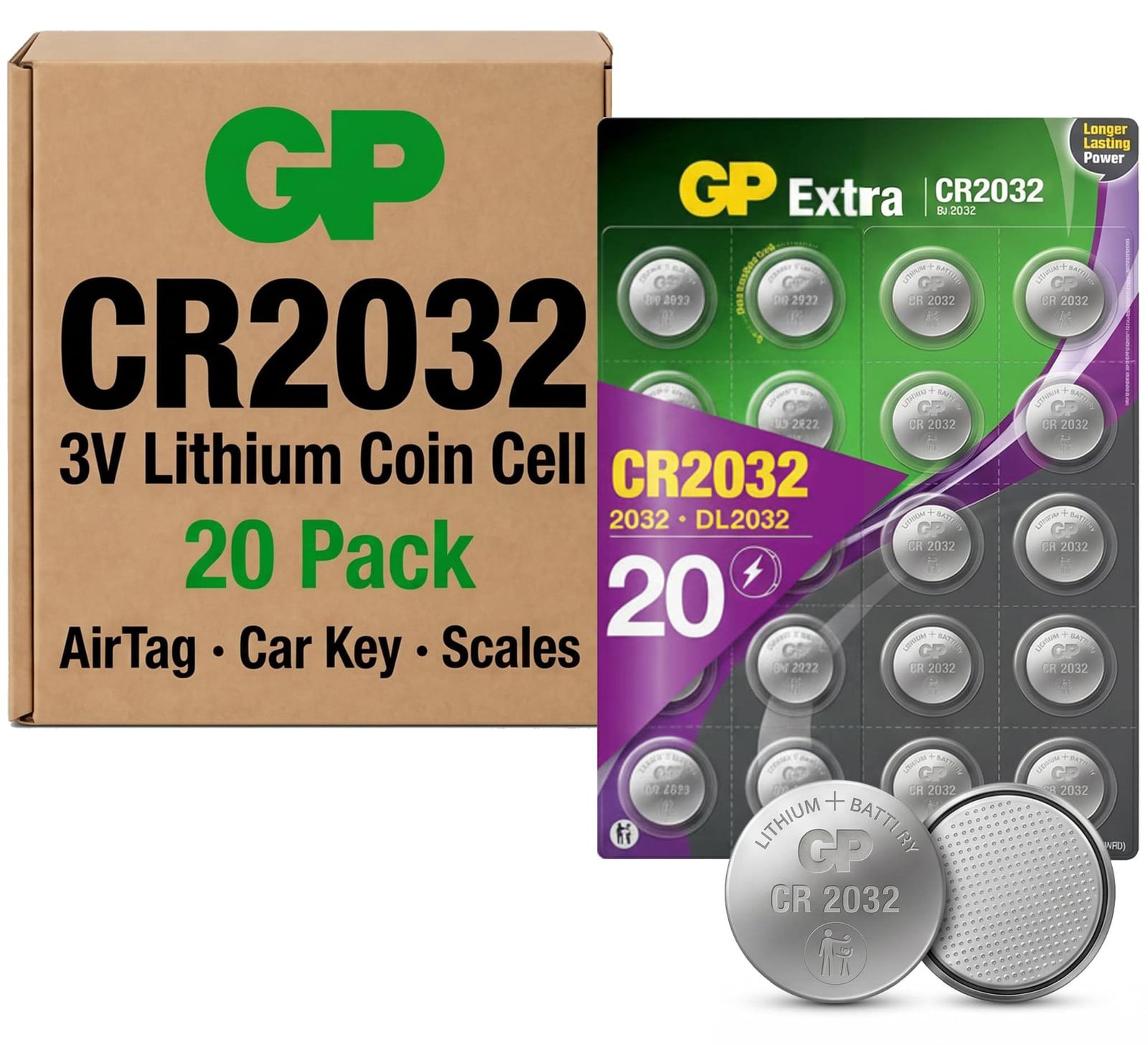 GP Extra Lithium knoopcelbatterijen CR2032, 3V - 20 stuks