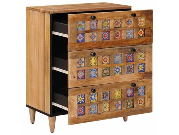 HKLGBVCR Anrichte 60 x 33 x 75 cm, Mangoholz, massiv, Natur Massives Mangoholz, Holz, Schubladen, ergonomische Knöpfe, Wohnzimmer, Esszimmer, kompakte Teile, einfache Reinigung