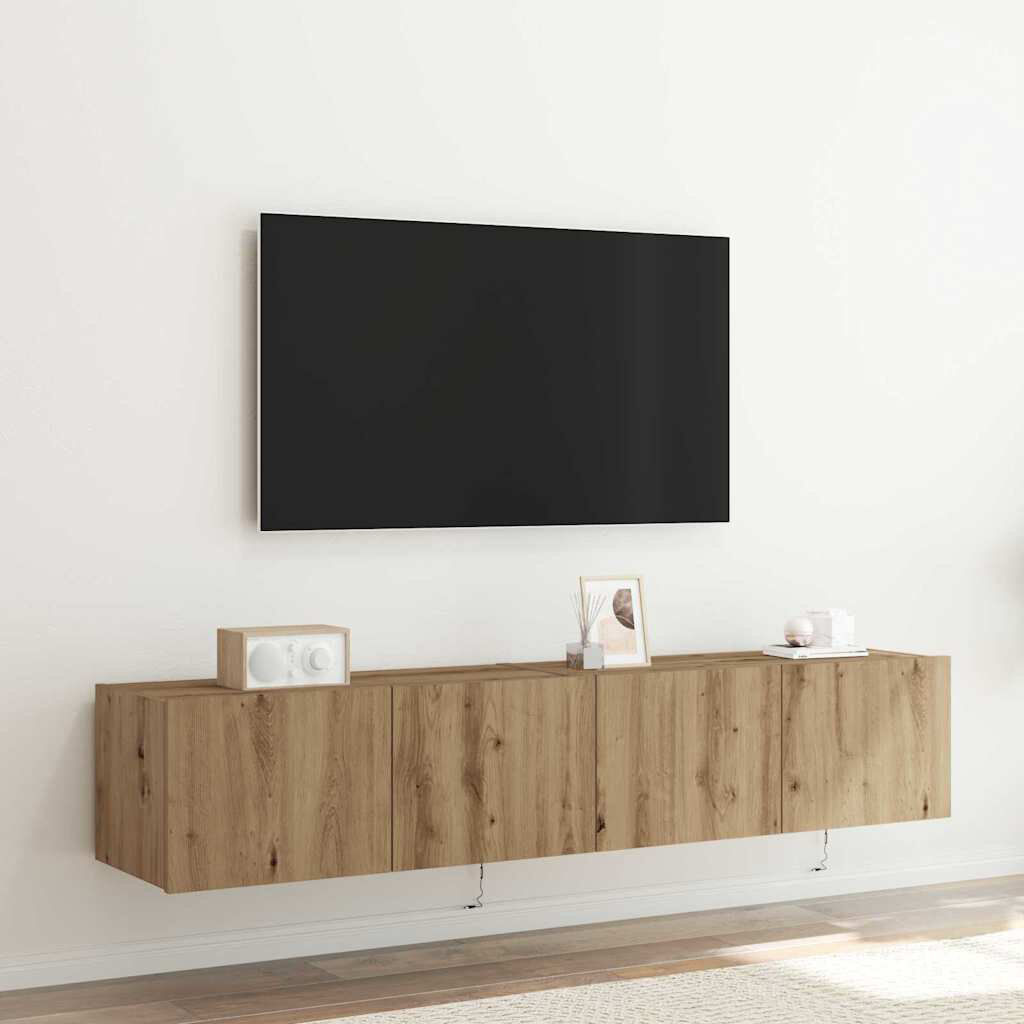 Lily Manor TV Wall Cabinet Engineered Wood Artisan Oak 31cm H x 80cm L x 35cm W