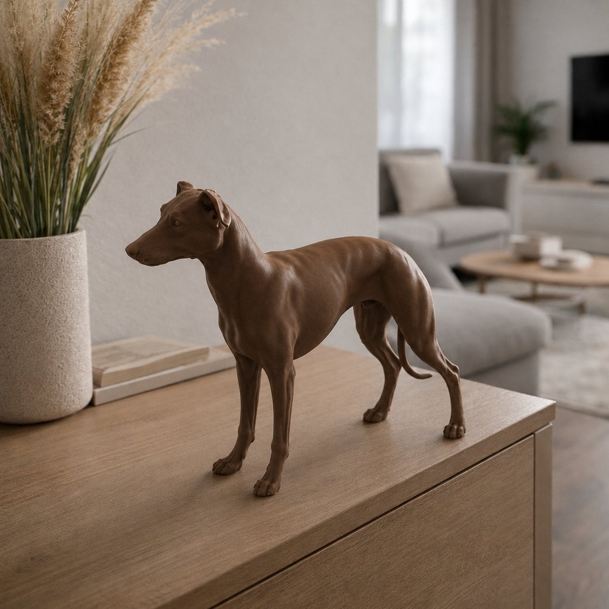 Decoratief Windhond Hondenbeeldje - Bruin - 3D geprint