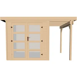 Weka Gartenhaus 321 mit 115 cm Anbau - 19 mm-Gartenhaus 321 mit Anbau 115 cm Gr. 4 (414 x 194 cm) - 50 % Rabatt auf Dacheindeckung
