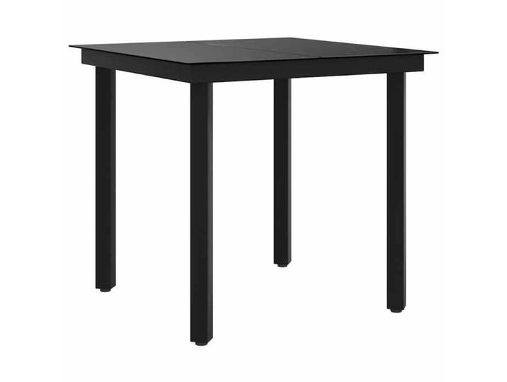 Table Balcon/Terrasse Noir - Magnifique Table à dîner de jardin élégante - VENDUE SEULE - Noir 80x80x74cm Acier et verre -t343226