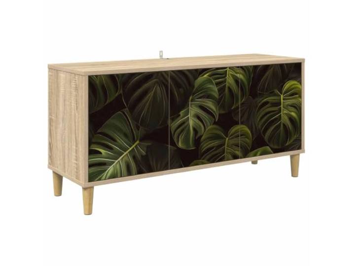 GKMBCVDFR TV-Schrank ELBURG 102 x 33 x 50 cm Sonoma Holzwerkstoff Stabile Holzwerkstoff-Konstruktion, erhöhte Füße, pflegeleichte Oberfläche, dekoratives Muster, viel Stauraum