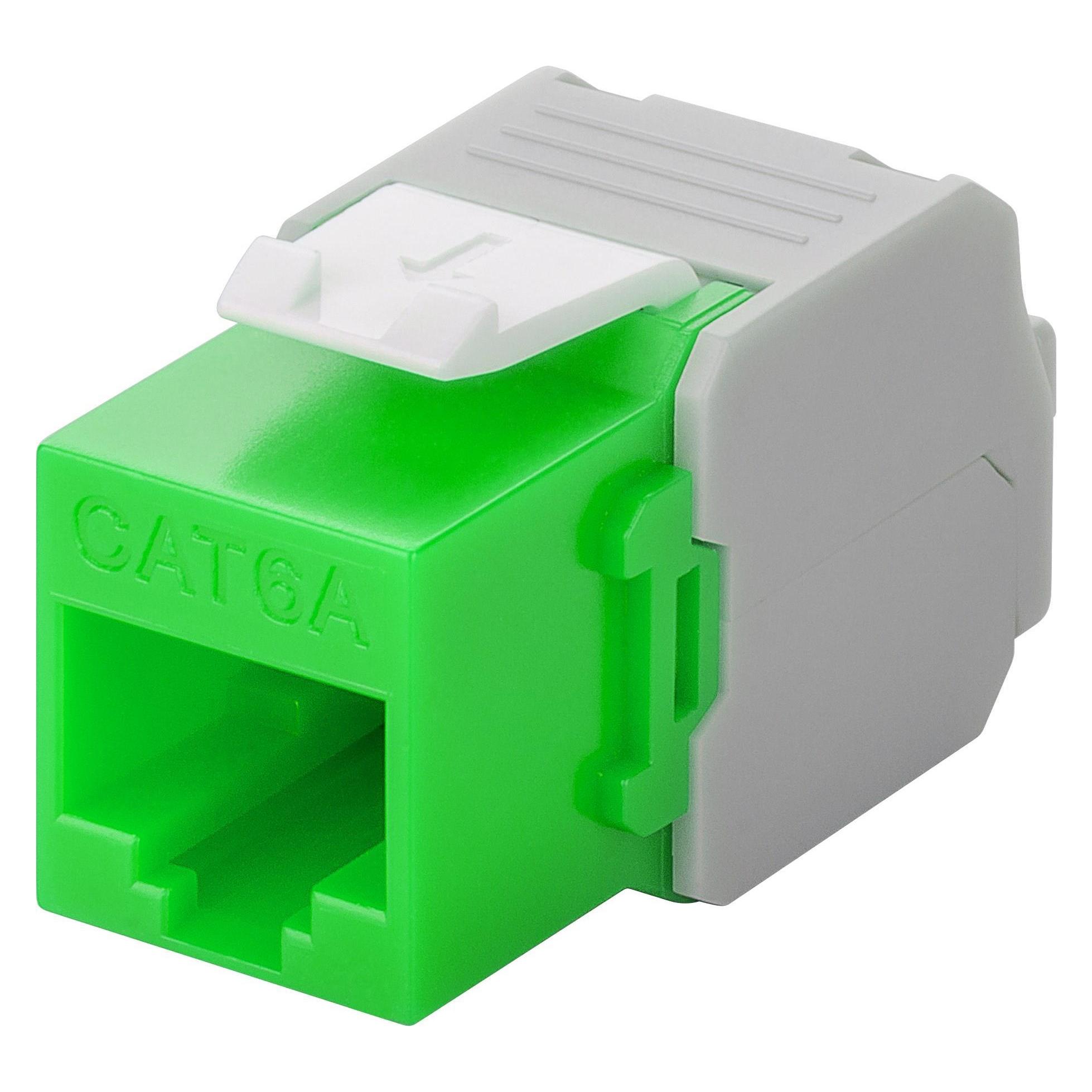Goobay CAT 6a KeyStone RJ45 Jack,ungeschirmt, 500MHz, Grün-Weiss (Keystone Modul) (90687)