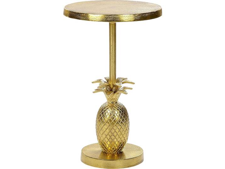 BELIANI Beistelltisch Gold Aluminium Rund 29 cm mit Säulenfuß Ananas-Design Modern Hollywood-Stil Einbeinig Wohnzimmer Ausstattung Möbel Blumenständer