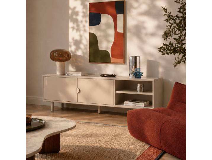 Meuble tv métal beige tofu 180cm