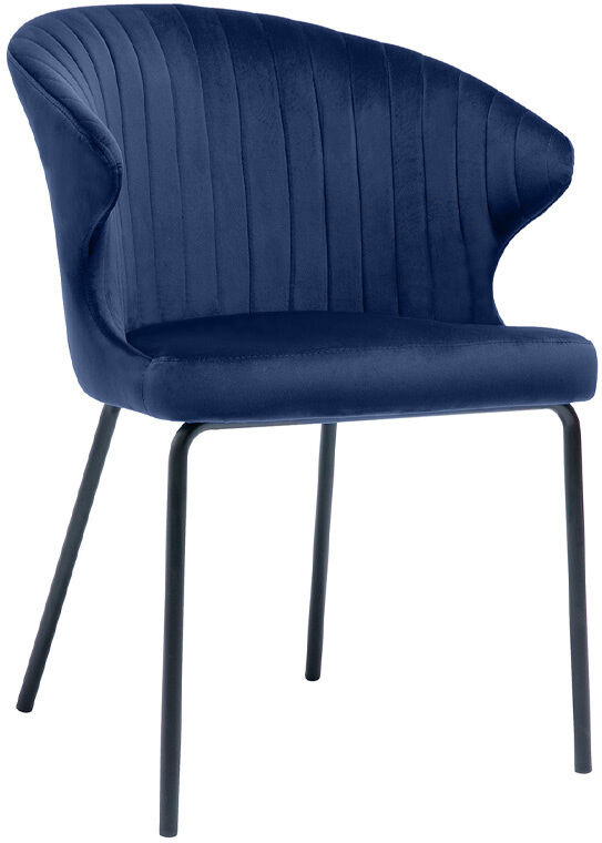 Miliboo Design-Stuhl aus blauem Samt REQUIEM