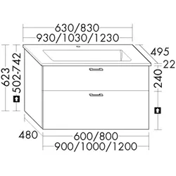 Burgbad Keramik-Waschtisch+Waschtischunterschrank System 30 Preisgruppe 3 Diago Trend- oder SHAE063F5347C0001
