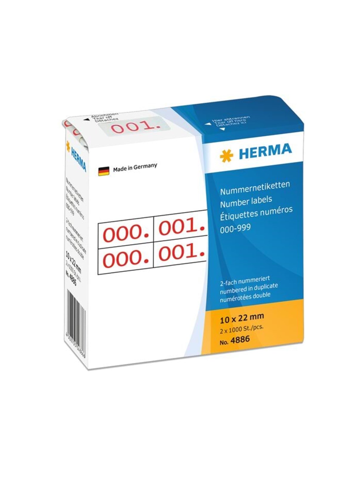 HERMA Nummernetiketten 0-999, doppelt, rot/schwarz, selbstklebend 10 x 22 mm