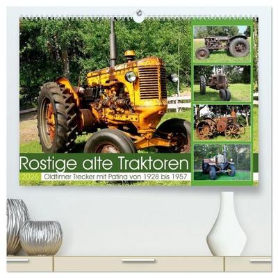 Rostige alte Traktoren (hochwertiger Premium Wandkalender 2026 DIN A2 quer), Kunstdruck in Hochglanz