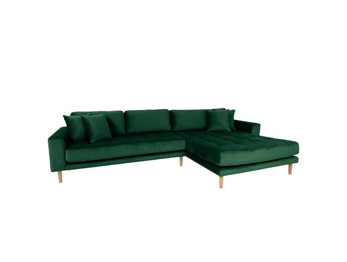 Ecksofa Cordova I Grün/Dunkelgrün Samt 290 x 76 x 170cm Ecke davorstehend rechts Modern