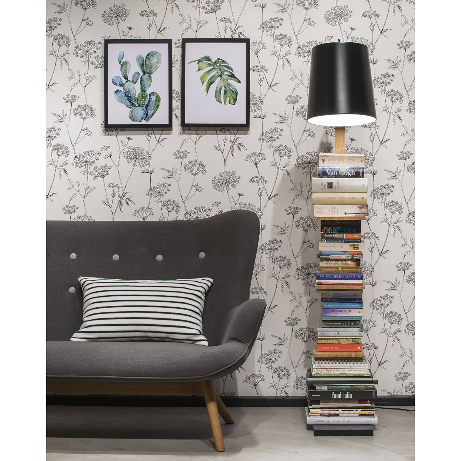 home24 Staande lamp Cambridge zwart, Diameter: 30 cm