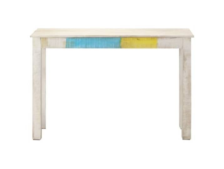 HKGNMBS Konsolentisch, weiß, 115 x 35 x 77 cm, aus unbehandeltem Mangoholz Gebleichtes Finish, tropisches Hartholz, Ablageplatte, Wandbefestigung, Montage erforderlich