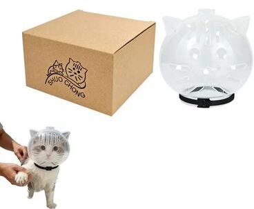 Uplift Picks Transparent Cat Grooming Headgear Anti Bite Protective Helmet For Grooming And Care 13.5x13.5x12.7cm