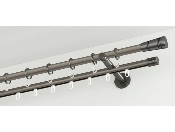 Gardinenstange GARDINIA Chicago , grau (titanfarben), L:160cm Ø:20mm, Metall, Gardinenstangen, Gardinenstange, Serie Einzelprogramm Chicago Ø 20 mm
