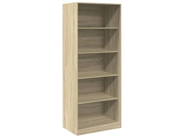 HNSMFPRE Kleiderschrank, Sonoma-Eiche, 80 x 50 x 200 cm, Holz 5 Fächer, Aufbewahrung für Kleidung, Hüte, Handschuhe, Wandbefestigung im Lieferumfang enthalten, minimalistisches Design