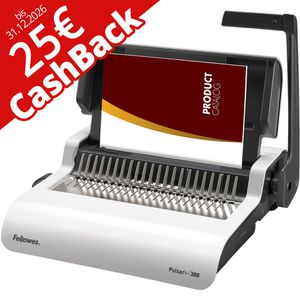 Fellowes Bindegerät Pulsar+ 300, A4, manuell, 25 Cashback, Plastikbindegerät, 21 Ringe, bindet 300 Blatt