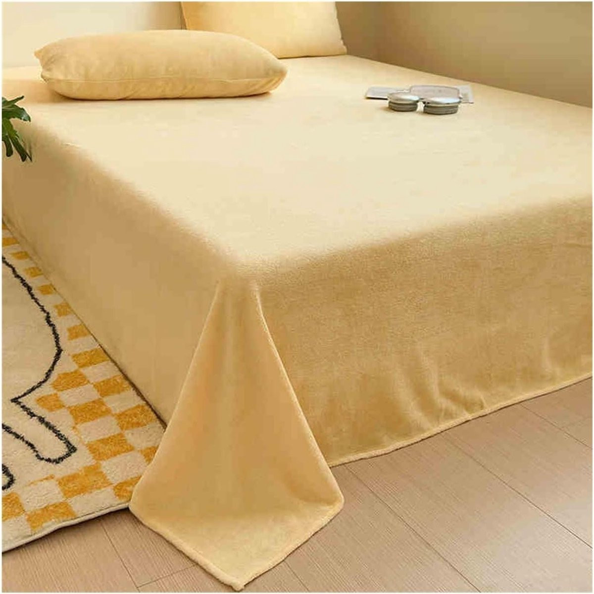 Merkloos Flanel Onderlaken - Geel - 240 x 270 cm