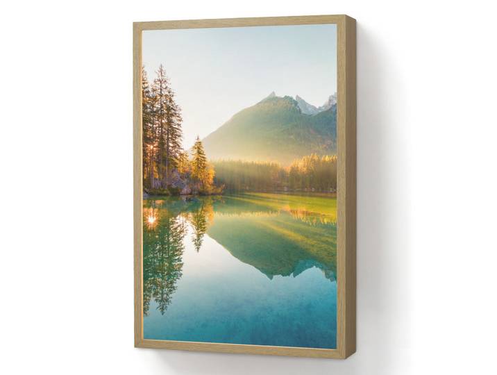 OnlyWow Wandleuchte MIT Akku See - Wald - Berge - Natur - Sonne - Landschaft 40x60 cm, Grün, Rechteckig, LED integrated, 40x60x8 cm, Lampen & Leuchten, Innenbeleuchtung, Wandleuchten