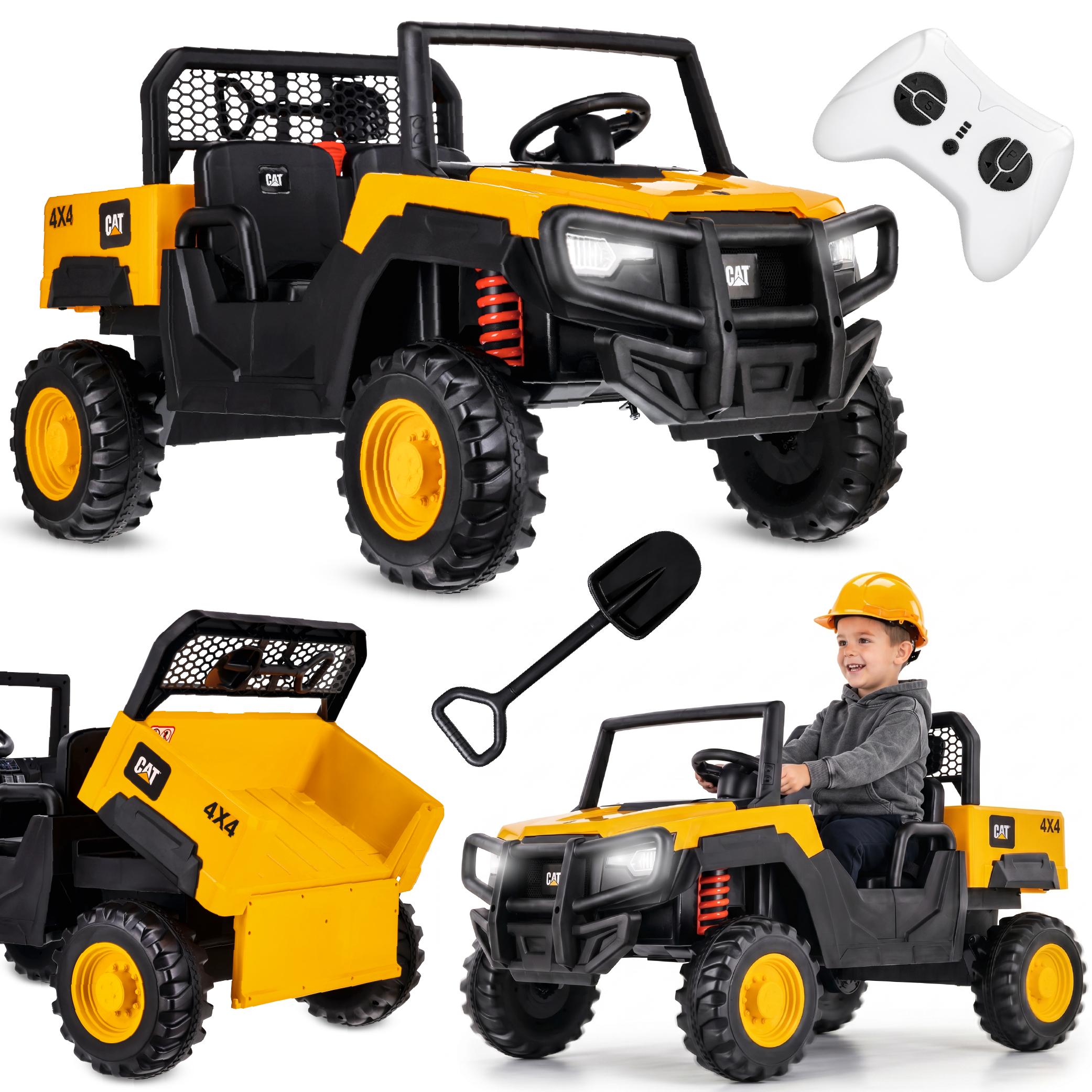 CAT Elektro Kinderauto Offroad Geländewagen Zweisitzer 12V 10Ah MP3 Fernbedienung XXL Gelb Sun Baby