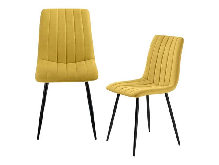 Chaise en tissu moutarde à coutures verticales (lot de 2)