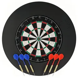 SPORTNOW Dartscheibe mit 6 Dartpfeile, Flights, Dart Surround, Stahlspitze Ø45,5 cm Sisal