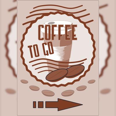 HB-Druck Werbeaufkleber Aufkleber Coffee to go Hochkant mit Pfeil rechts A9 (37x52mm)