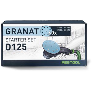 Festool Schleifpapier Granat D125 GR-Set, 578668, Körnung 60-320, 125mm Ø, 60 Scheiben, für Lack