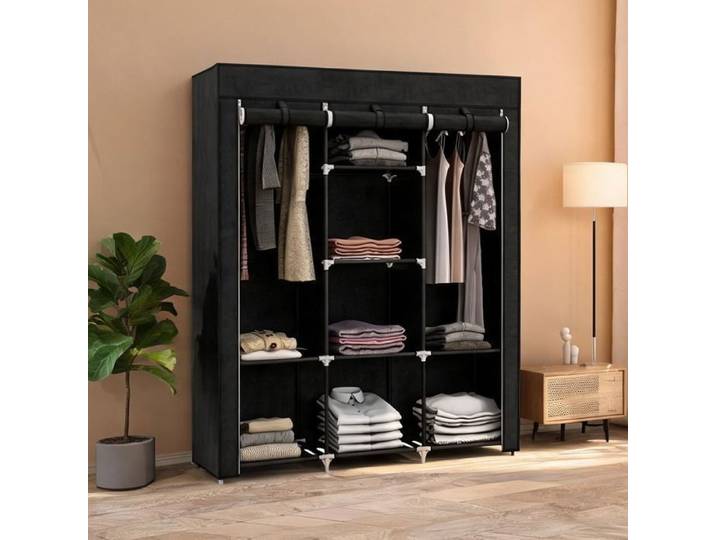 Wardrobe with Noir Acier pairing 49.2 x 16.9 x 64 in with 5 cm and cadre acier
