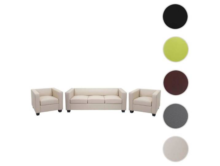 3-1-1 Ensemble de canapés Loungesofa Lille ~ similicuir vert clair