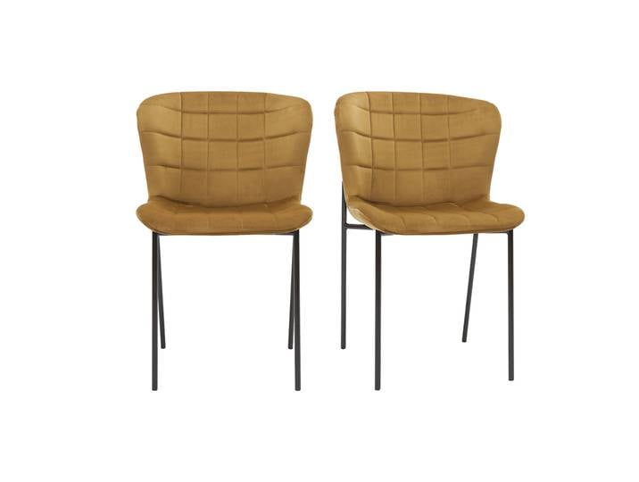 Chaises design en tissu velours bronze et métal noir (lot de 2) SAIGA