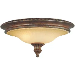 Deckenleuchte Wohnzimmerleuchte Lampe Stahl Glas Bronze D 44,5cm 2 Flammig Retro