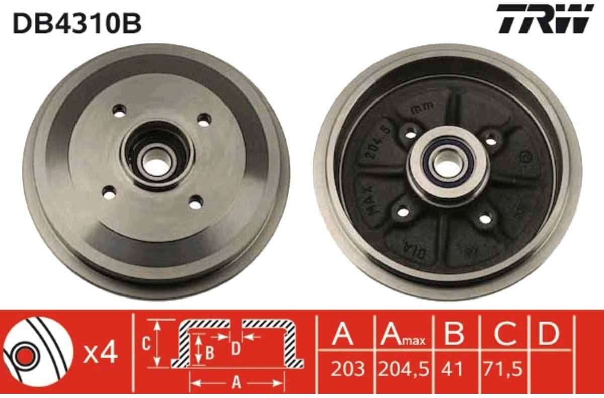 Trw Tamburo freno DB4310B