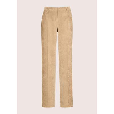 Cordhose MADELEINE "Cordhose Weite Cordhose mit Bügelfalten", Damen, Gr. 40, N + K Gr, beige (caramel), Obermaterial: 82% Polyester PES. 15% Polyamid PA. 3% Elasthan EL., Modern, Hosen Cordhose, Weite Cordhose mit Bügelfalte