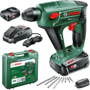 Bosch Bohrhammer Uneo Maxx, SDS-quick, 18V / 2,5Ah, mit 2 Akkus, Schlagkraft 0,6 Joule