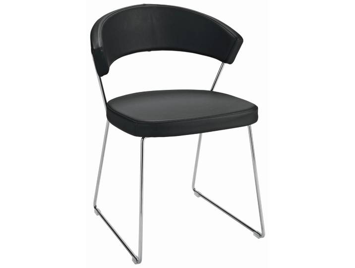 Connubia Stuhl, Schwarz, Metall, Echtleder, Rindleder, Kufe, 57x75.5x52 cm, Esszimmer, Stühle, Esszimmerstühle, Lederstühle