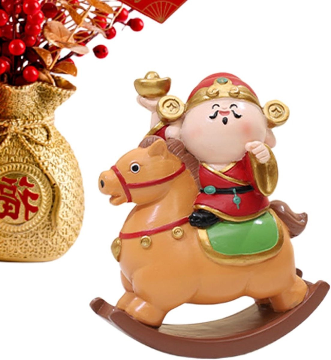 God van de Rijkdom Standbeeld - Ornament voor Bureau Decoratie en Cultureel Accent